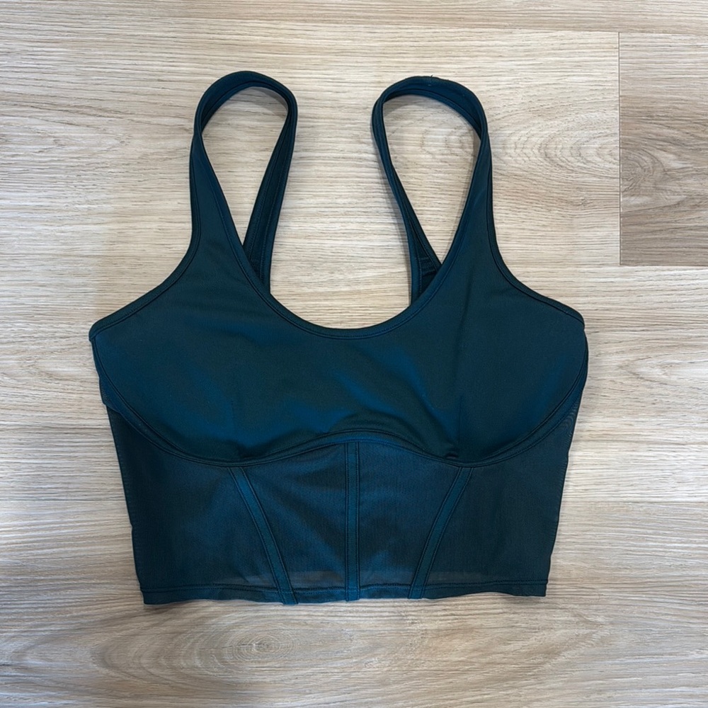 ALO Yoga Green Cropped Longline Sports Bra